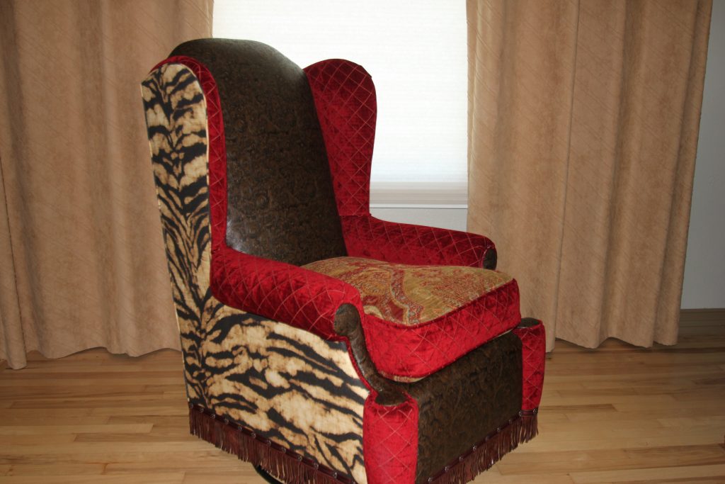 velvet, leather and animal print chair